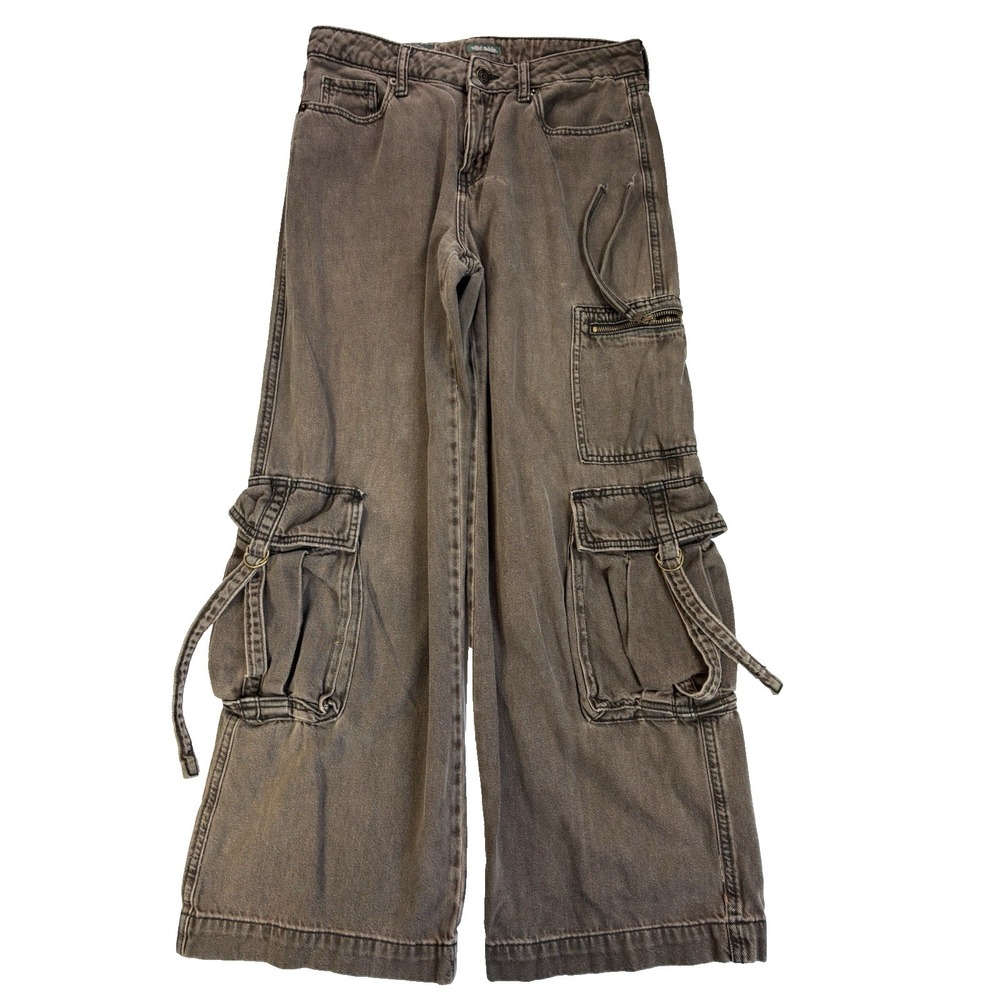 Wild Fable Women's 6 Faded Black Baggy Cargo Wide Leg Jeans‎ Urban Streetwear